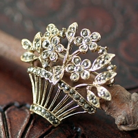 Listener-Marcasite Flower Basket Brooch