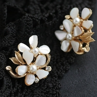 Capri-Mother Of Pearl Flower Twig Earrings