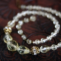 West Germany-Citron Crystal Bead Choker Necklace