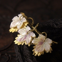 Wells-K14 Gold-Gold Layered MOP Grape Leaf Brooch