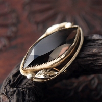 Catamore-12K Gold Filled-Large Smoky Eye Brooch