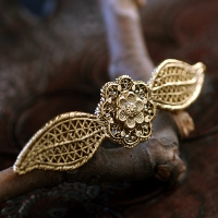 1928-Filigree Leaf Feather Flower Brooch