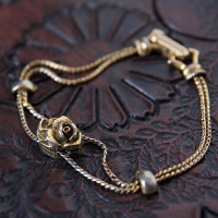 Goldette-Rose Charm Double Chain Bracelet
