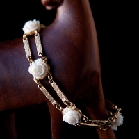 Goldette-White Rose Double Bracelet