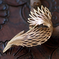 Trifari Golden Feather Leaf Brooch