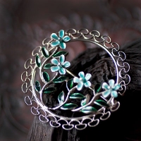 Silver 925-Beaucraft-Forget-Me-Not Circle Brooch
