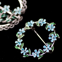 Silver 925-Beaucraft-Forget-Me-Not Wreath Circle Brooch