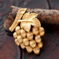 Trifari-Gold Grape Brooch