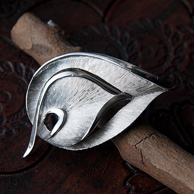 Trifari-Silver Leaf Brooch