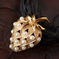 Trifari-Pearl Strawberry Brooch