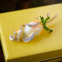 Kramer-Enamel Lemon Rose Brooch [Hard Jewelry Box]