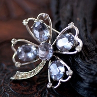 Kramer-Four Leaf Clover Sapphire Heart Brooch