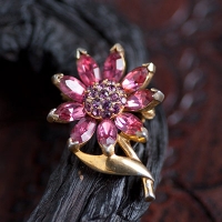 Kramer-Amethyst Fuchsia Flower Brooch