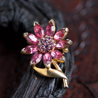 Kramer-Amethyst Fuchsia Flower Brooch