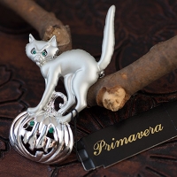 Danecraft-Jack O'Lantern & Cat Halloween Brooch [Silver]