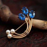 WRE-12K Gold Filled-Sea And Pearl Brooch