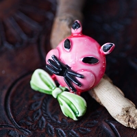 Fluffy Pink Cat Enamel Vintage Brooch