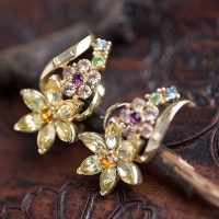 Coro Lemony Fruit Salad Flower Earrings