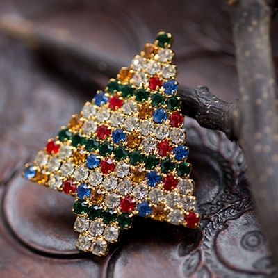 Stardust Christmas Tree Vintage Brooch