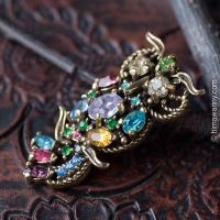 Hollycraft-Fruit Salad Owl Brooch