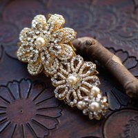 Signed Miriam Haskell Vintage Brooch: Seed Baroque Pearl Flower
