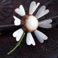 Original By Robert: Enamel White Margaret Flower Vintage Brooch