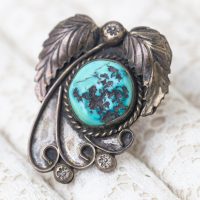 Vintage Navaho Turquoise Silver Ring: Wild Bold Statement Native American Jewelry